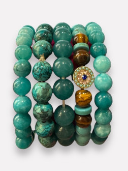 Lot Bracelets Pierre Naturelle Turquoise