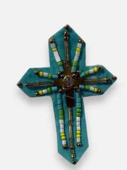Broche Croix Turquoise