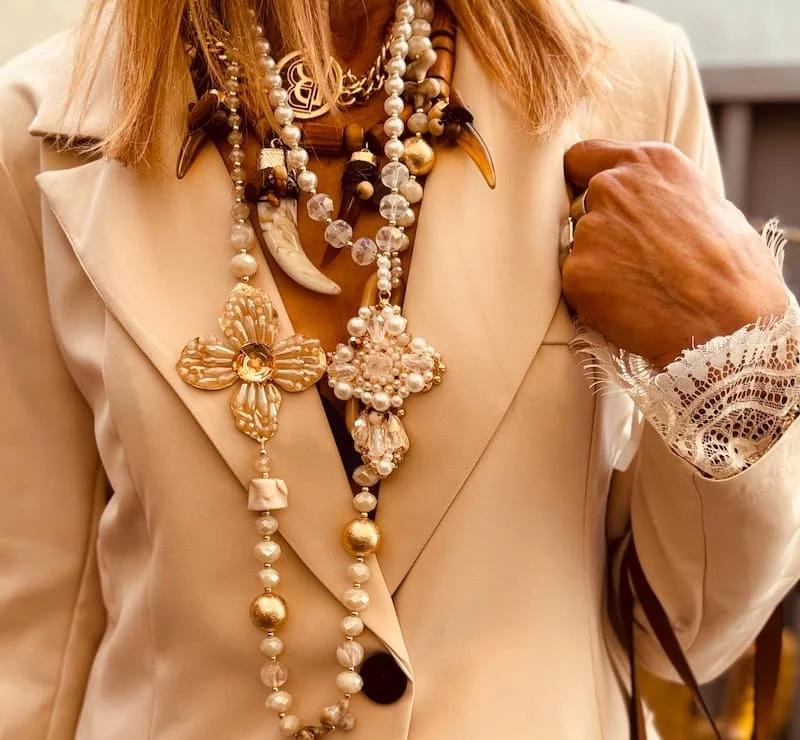 Two women in striped dresses